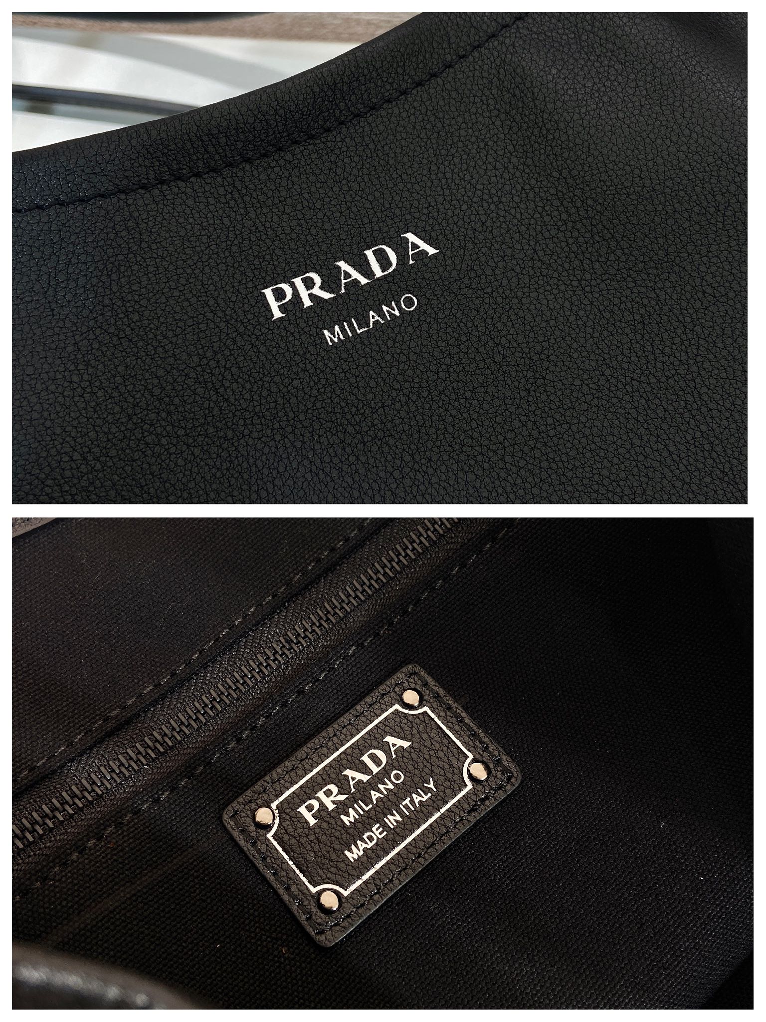 Pra*a Cocoa Brown Leather Shoulder Bag-1BC293-39*33CM