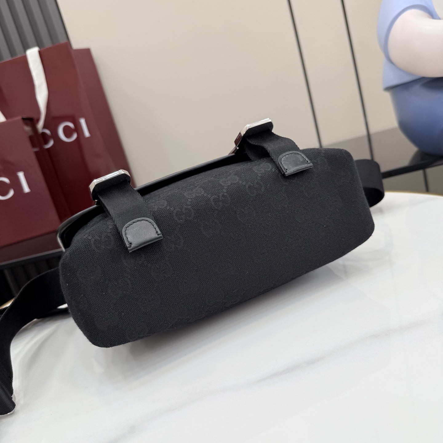 Gv*c* GG Canvas Small Crossbody Bag In Black GG canvas-25*20*8.5CM