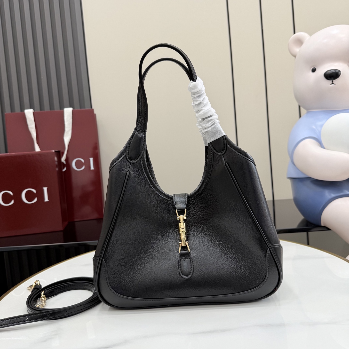 Gvc*1 Mercato Small Tote Bag In Black Leather-26*23*11CM