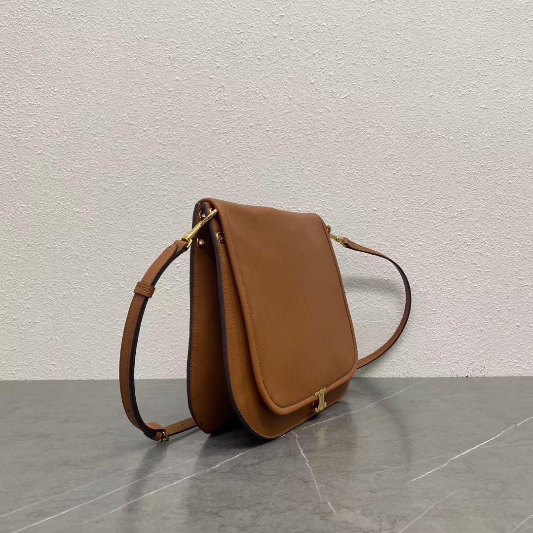 Celin* Soft Triomphe Besace Leather Shoulder Bag-32x7x27CM