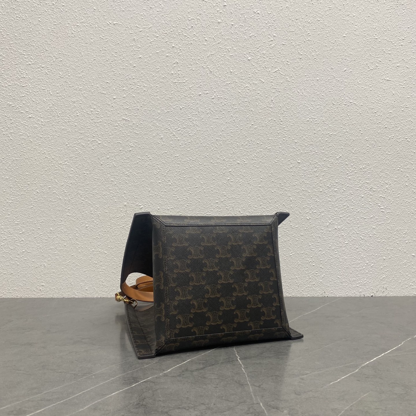 Celin* Small Cube Bag in Triomphe Canvas And Natural-18.5x21x17CM