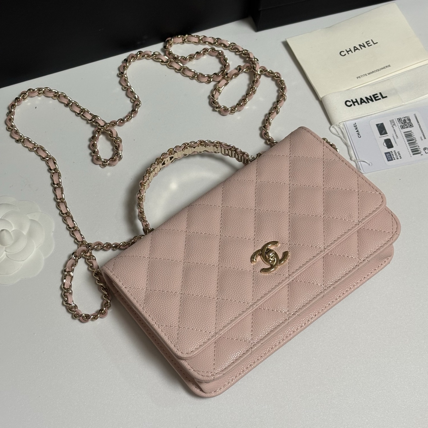 Ch@Nel Caviar Quilted Crystal CC Wallet On Chain-13*19.5*3.5CM