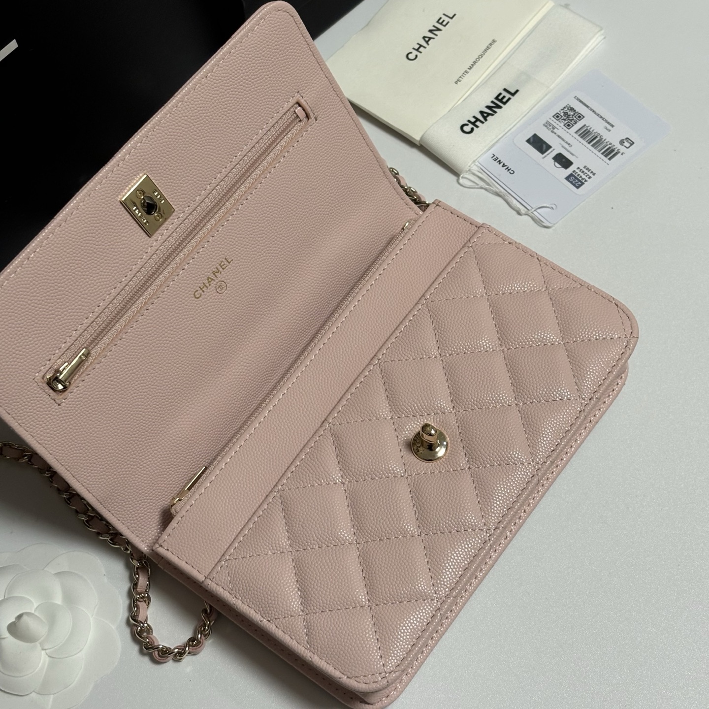Ch@Nel Caviar Quilted Crystal CC Wallet On Chain-13*19.5*3.5CM