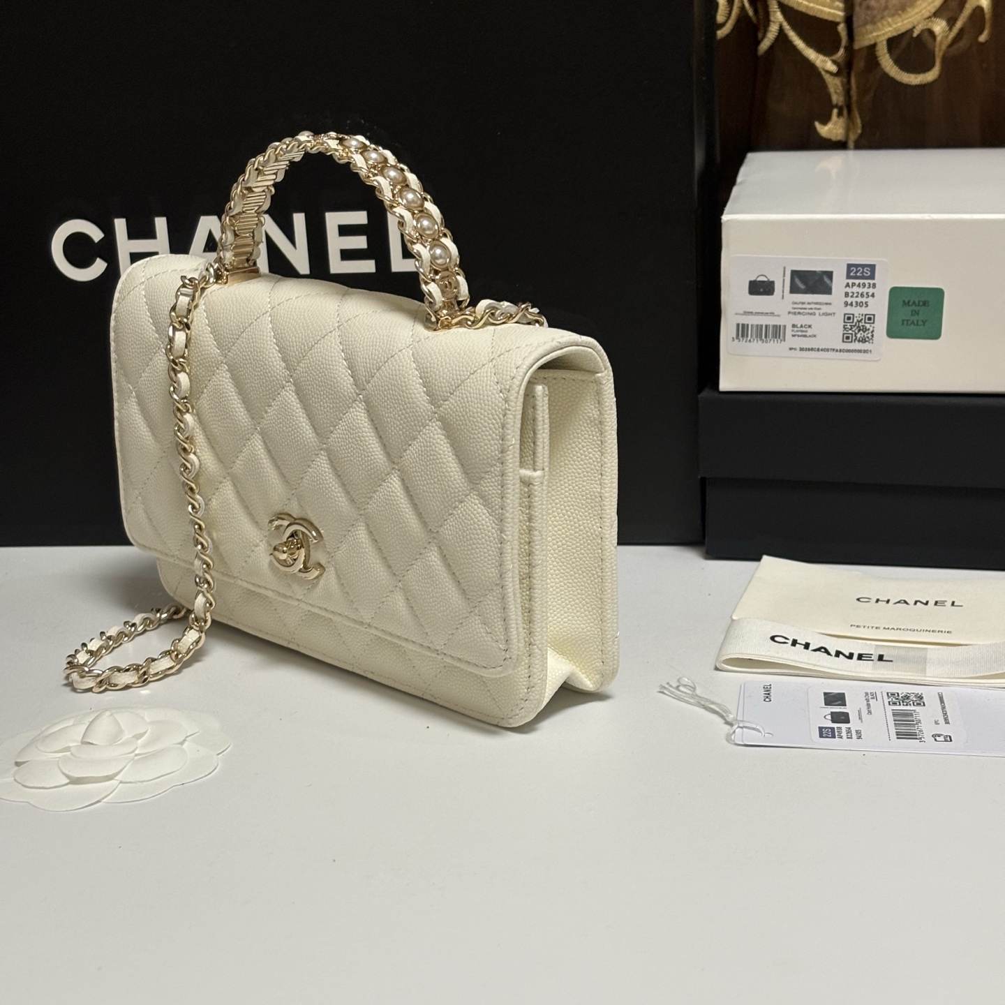 Ch@Nel Caviar Quilted Crystal CC Wallet On Chain-13*19.5*3.5CM