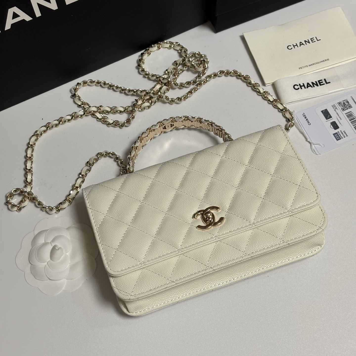 Ch@Nel Caviar Quilted Crystal CC Wallet On Chain-13*19.5*3.5CM