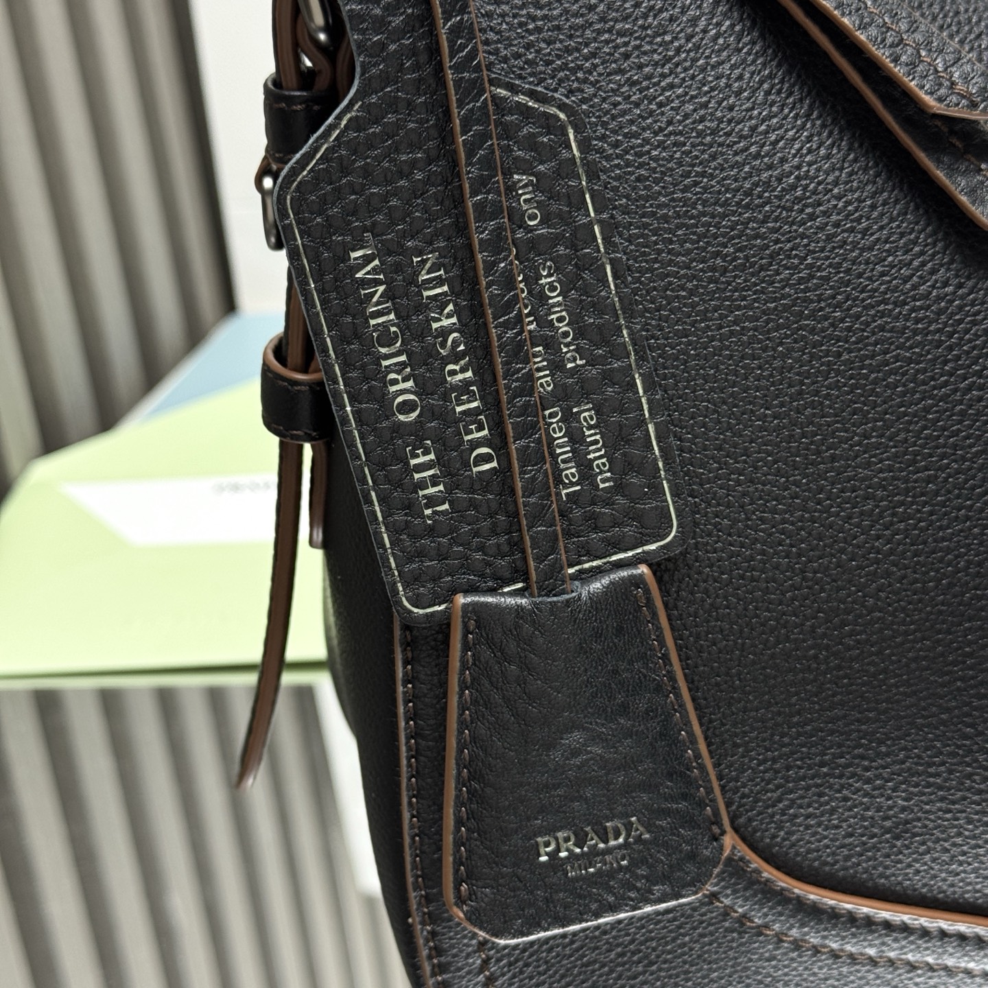Pra*a Black Large Leather Aimèe Shoulder Bag-1BC280-36*20*11CM