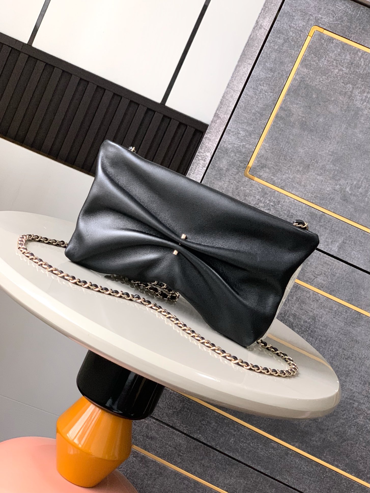 Ch@nel Clutch Bag with Chain Lambskin-14x24 x 5CM