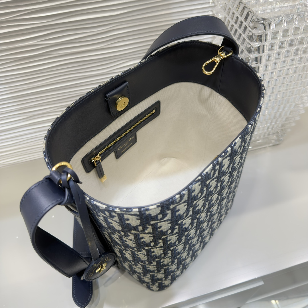 Diro Small D10rstar Bucket Bag Blue Oblique Jacquard-24*24*15CM
