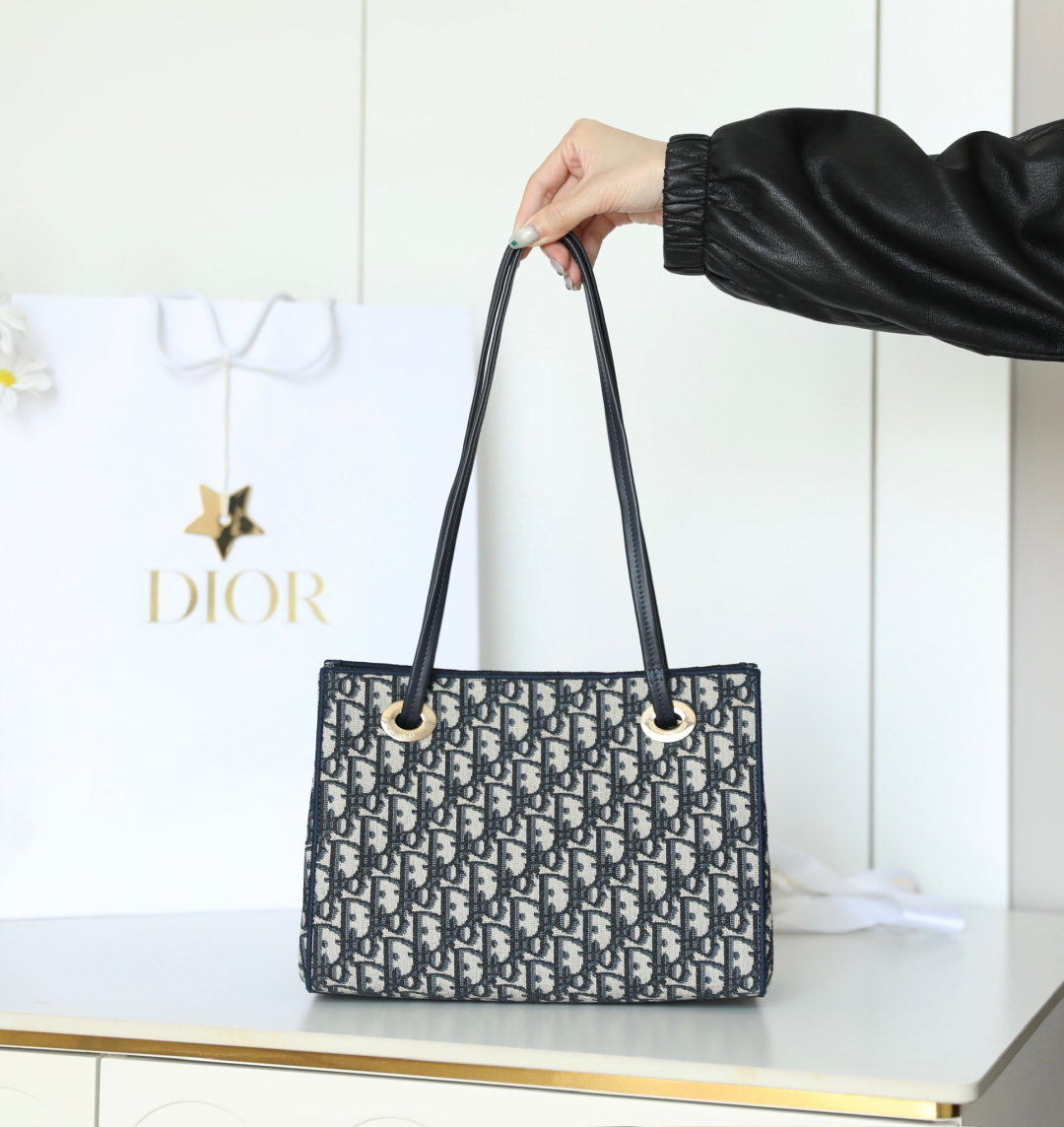 Diro Shopping Bag Blue D*or Oblique Jacquard-27x19x13. 5CM