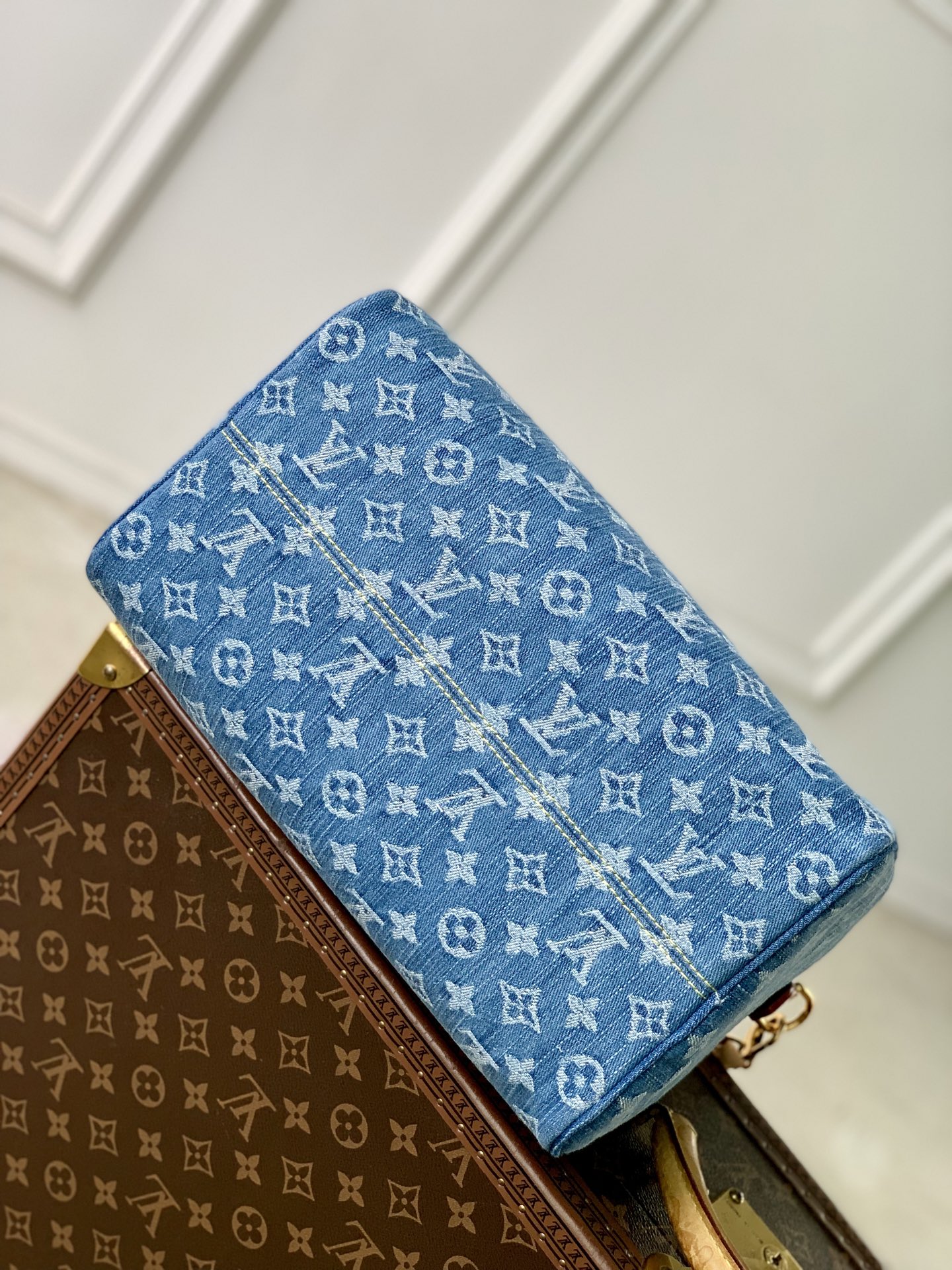 L0vis Vvtt0n Speedy Soft 30 Monogram Denim-21 x 17 x 30CM