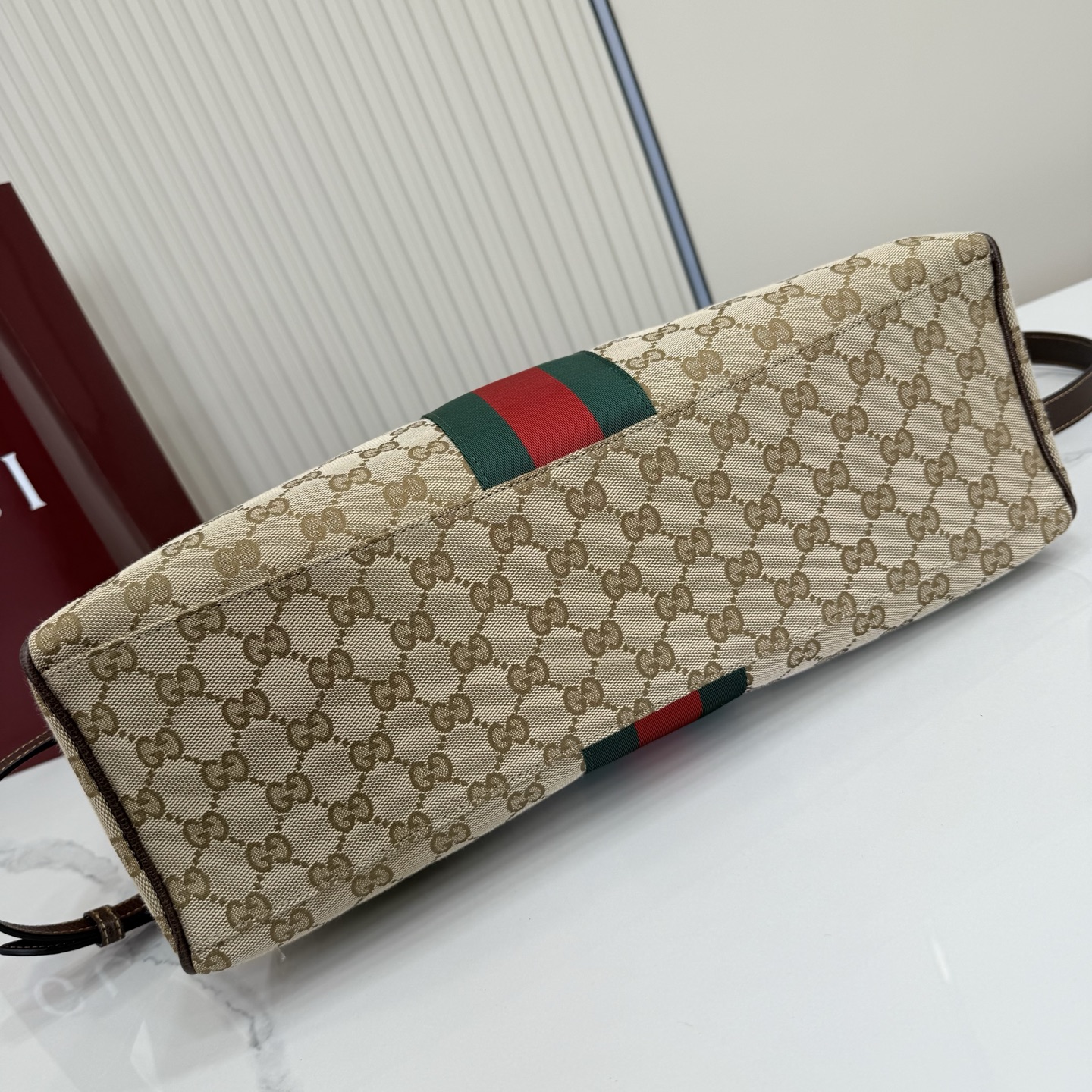 Gv*c* Borsetto Large Boston Bag In Sand And Brown GG canvas-38.5*22.5*13CM