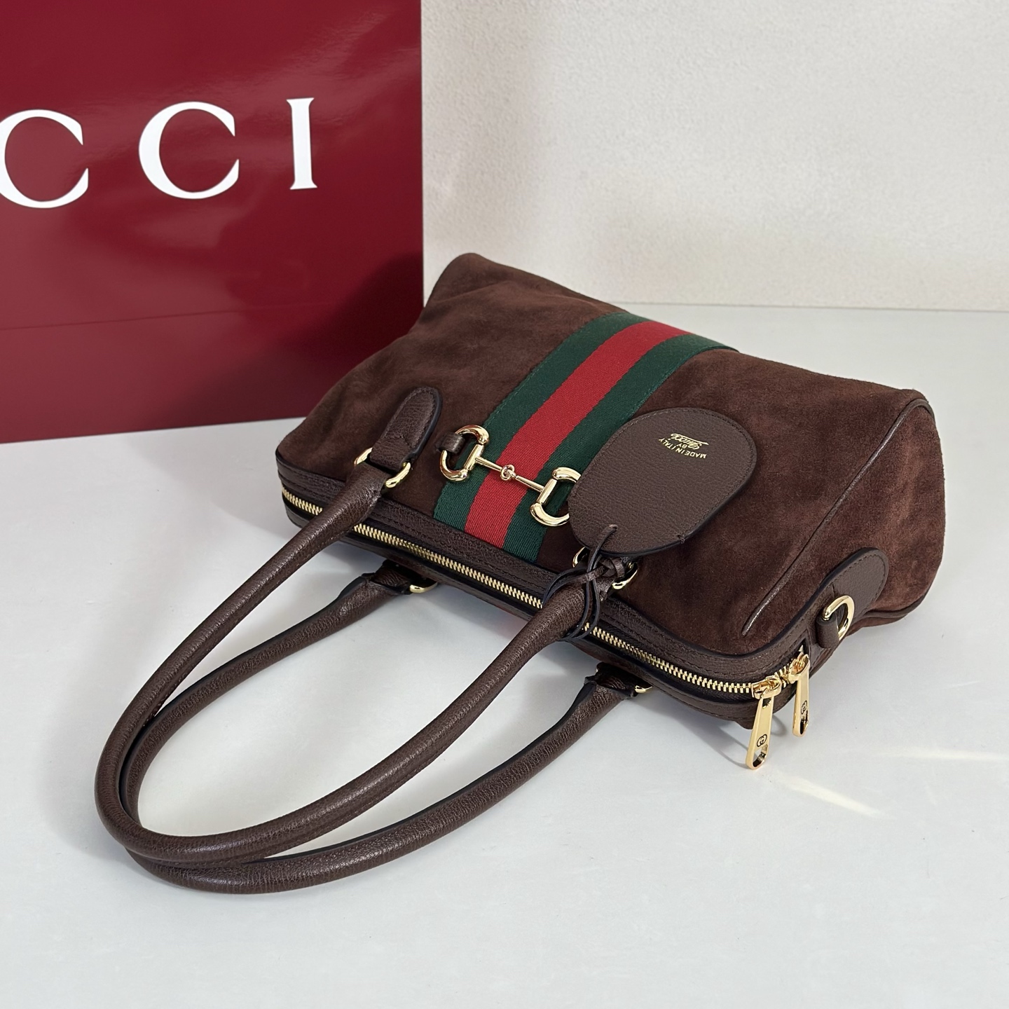 Gvc*1 Borsetto Medium Soston Bag In Dark Brown Suede-28*15*10CM