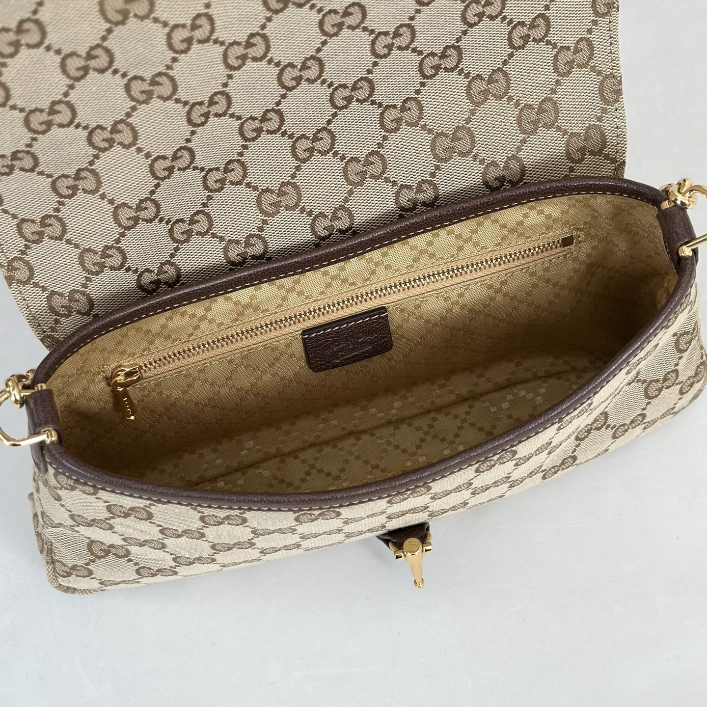 Guc*ci Aperitivo Medium Shoulder Bag In Sand And Brown GG-16*14.5*3.5CM