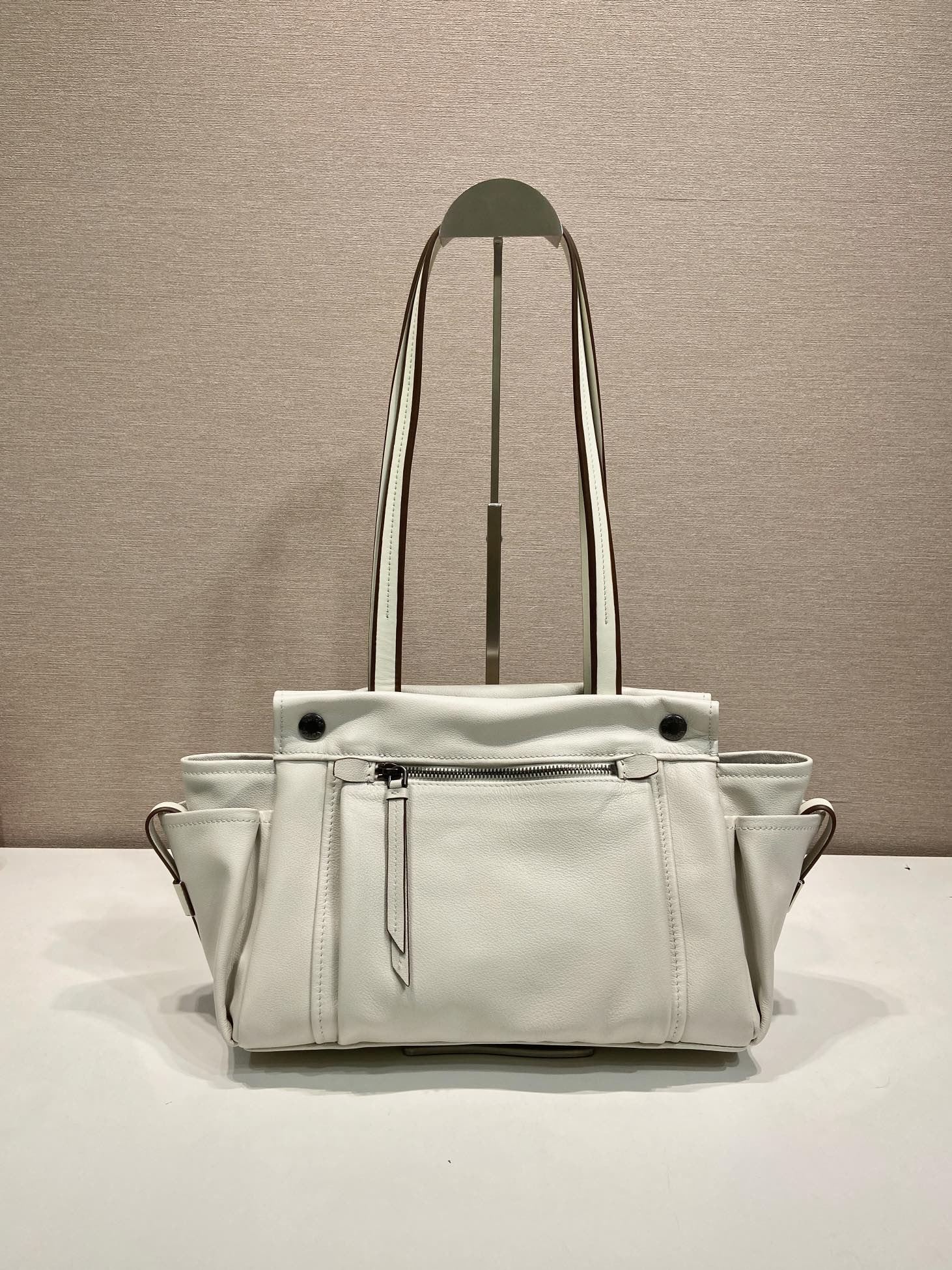 Pra*a Black Pra*a Route Medium Leather Tote Bag-1BG645-30*22*15CM