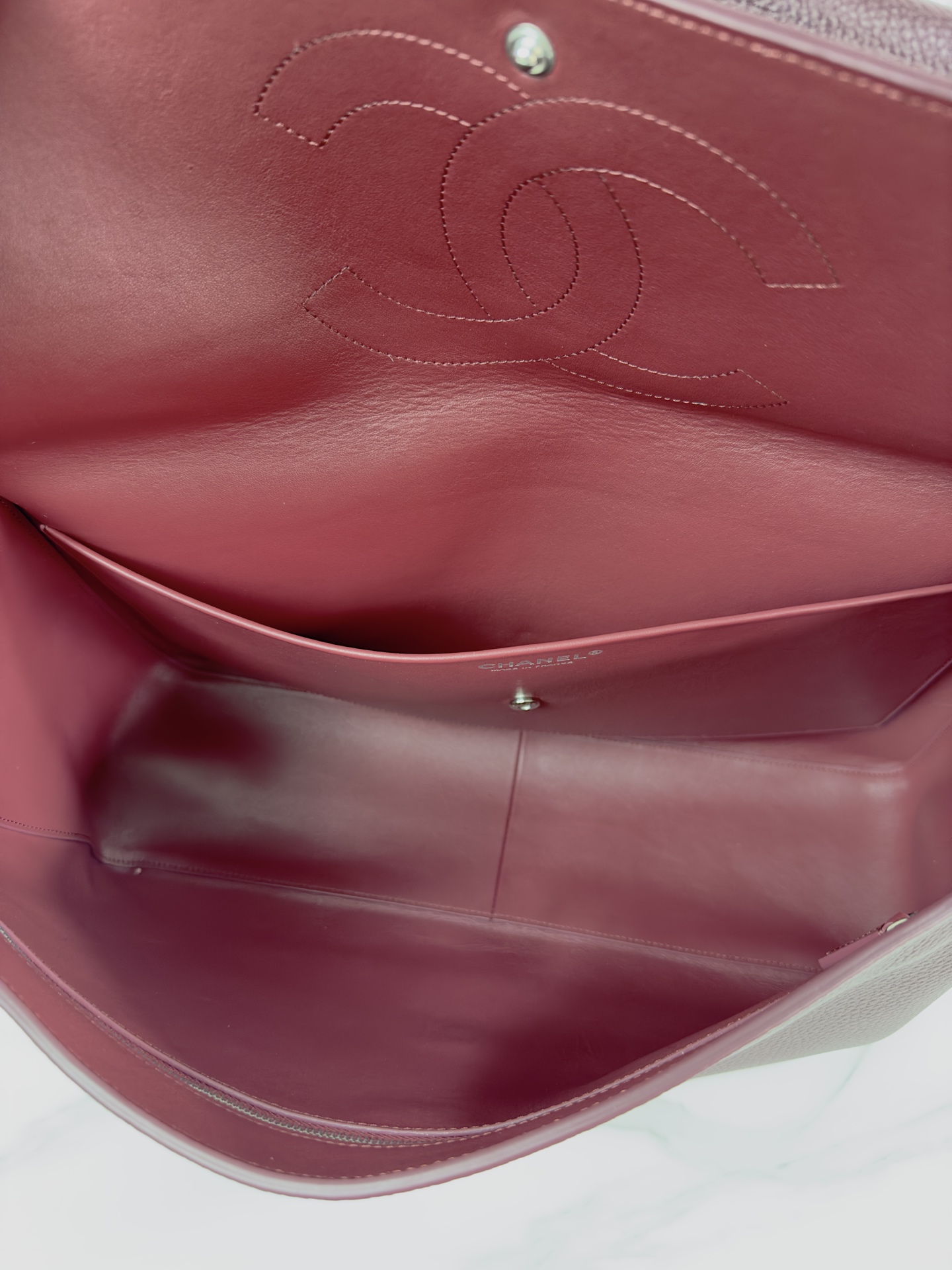 Ch@nel Maxi Flapbag , Grained Calfskin & Silver-Tone Metal, lLight-26*38.5*11CM