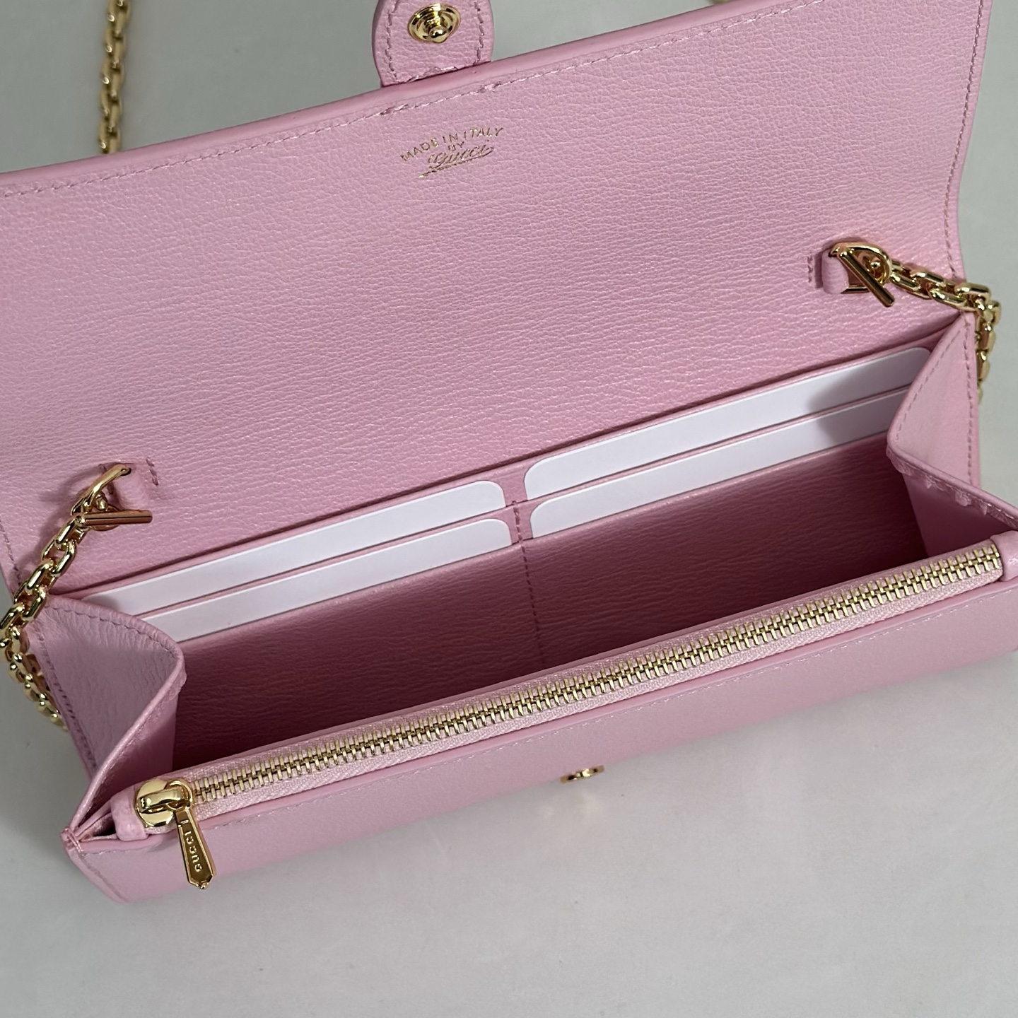 Guc*ci Jackie Wallet On Chain In Pink Leather-24*4*15CM