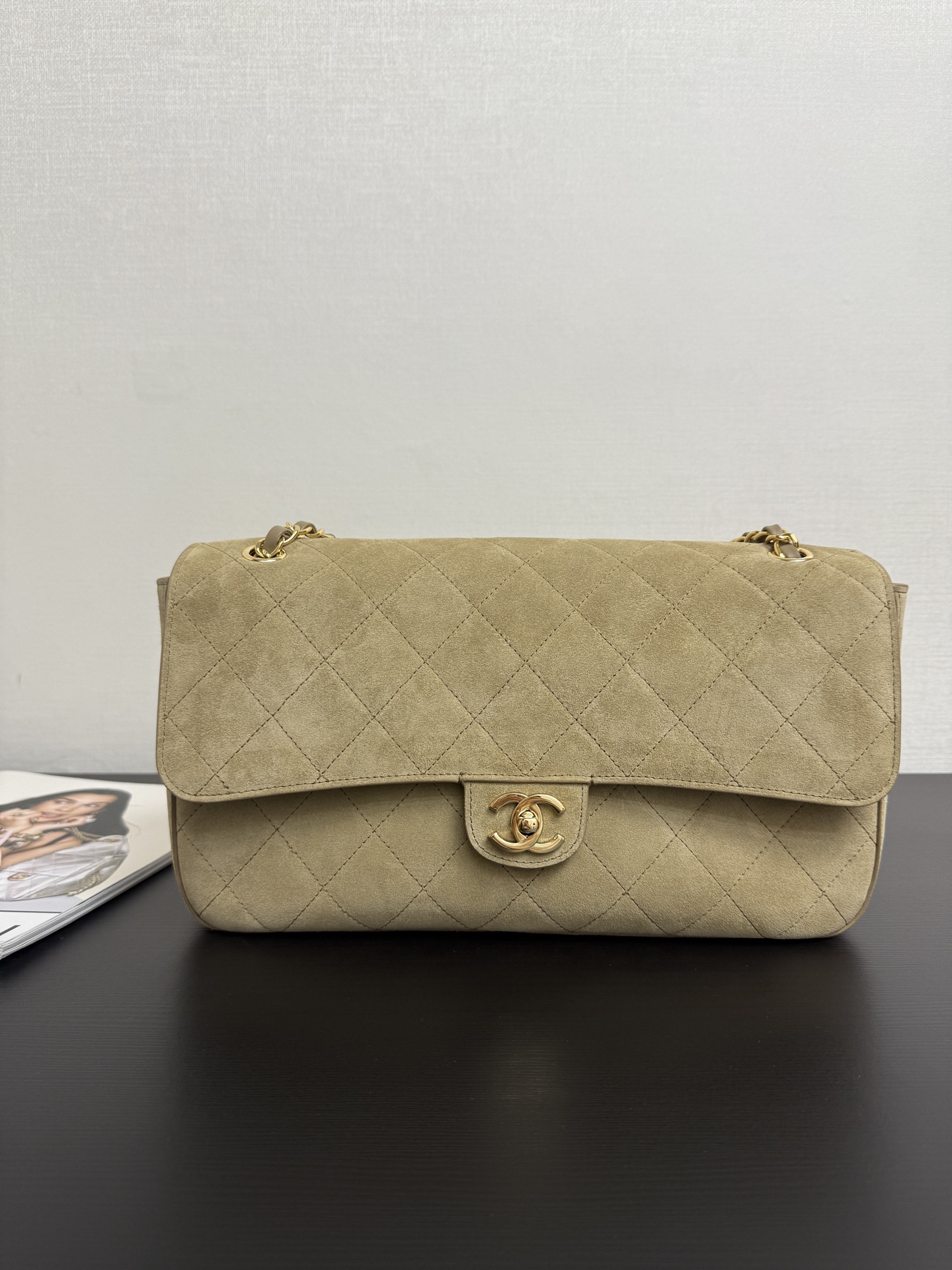 Cha*nel Suede Calfskin Souplissimo Maxi Flap-32CM