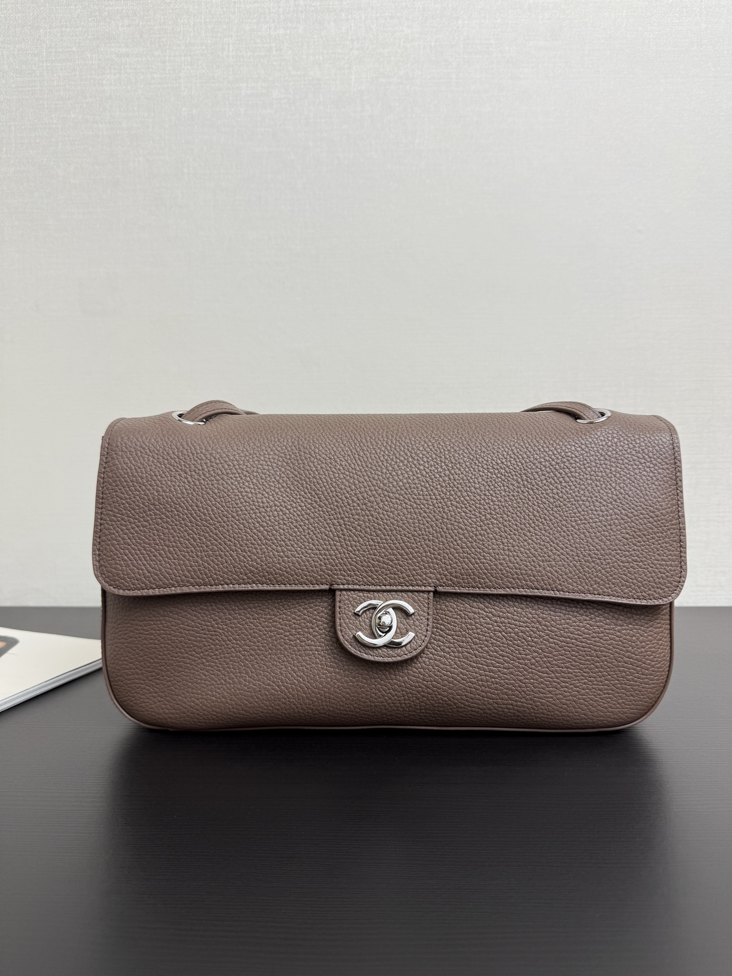 Cha*nel Grained Calfskin Small Souplissimo Maxi Flap-32CM