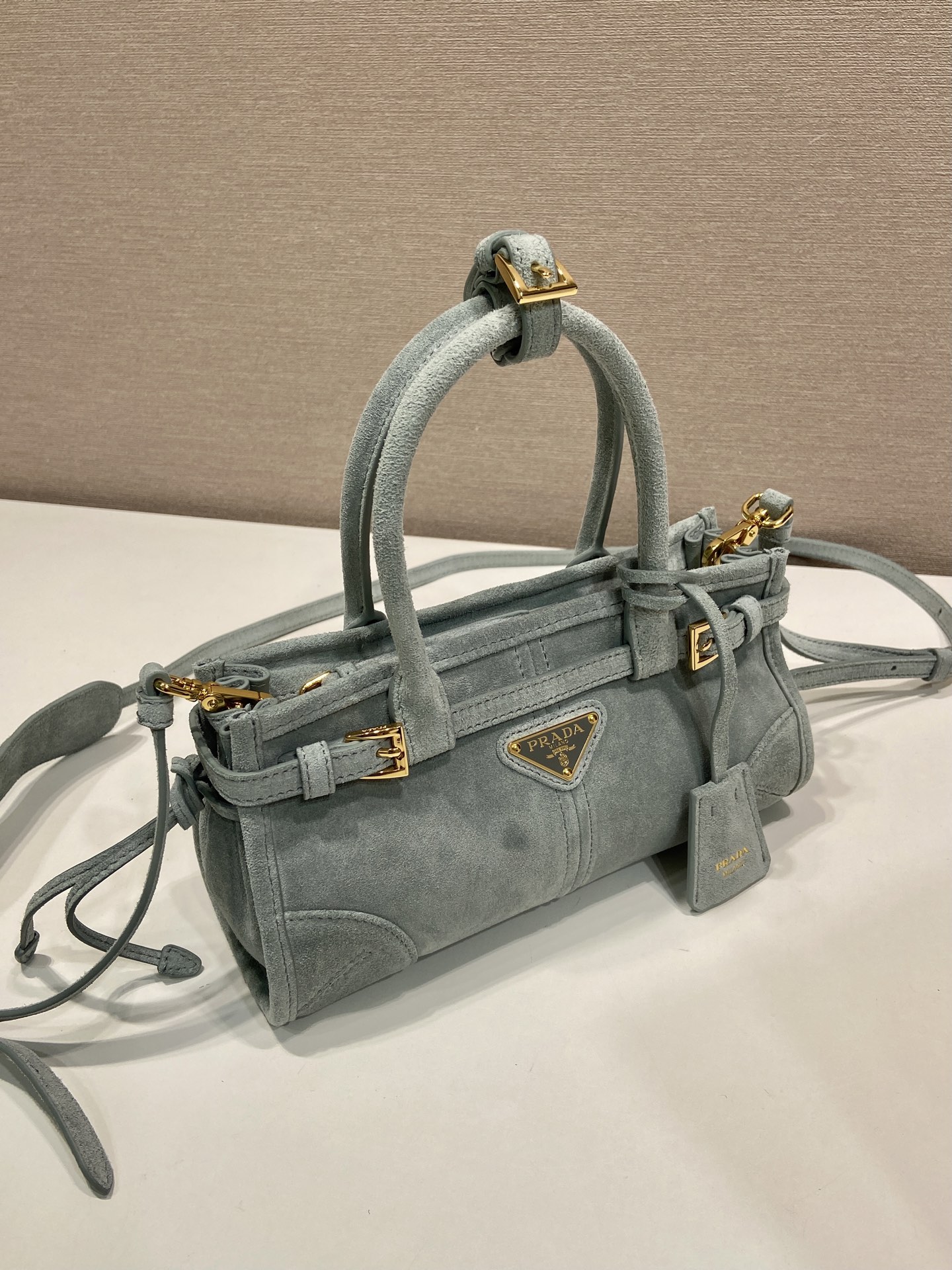 Pra*a Bonnie Suede Handbag-23.5*12*9CM
