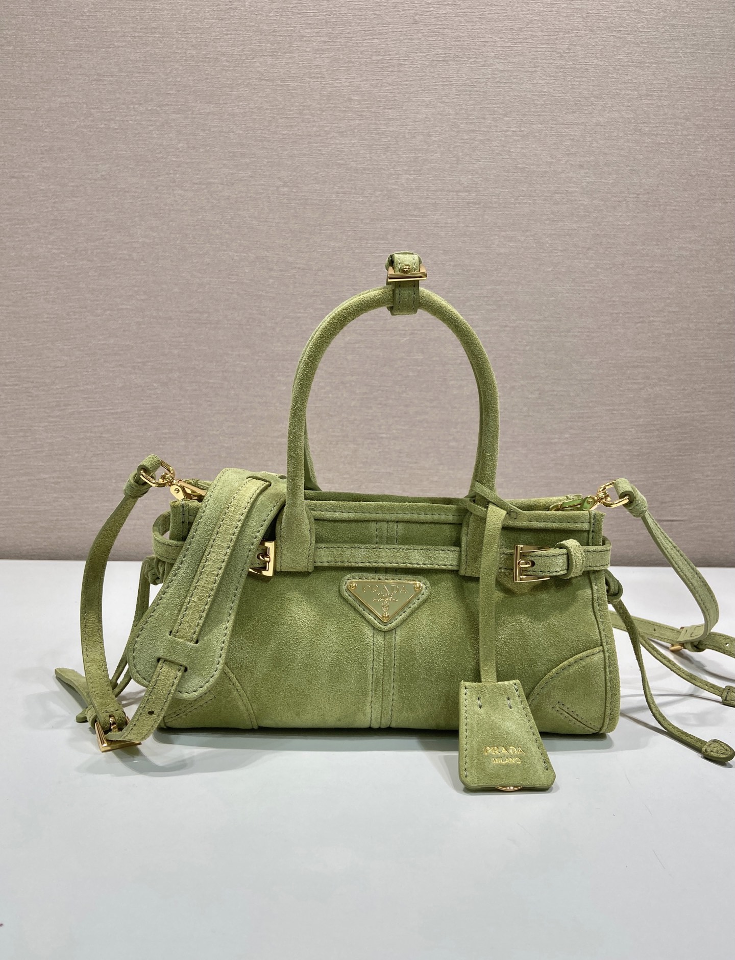 Pra*a Bonnie Suede Handbag-23.5*12*9CM
