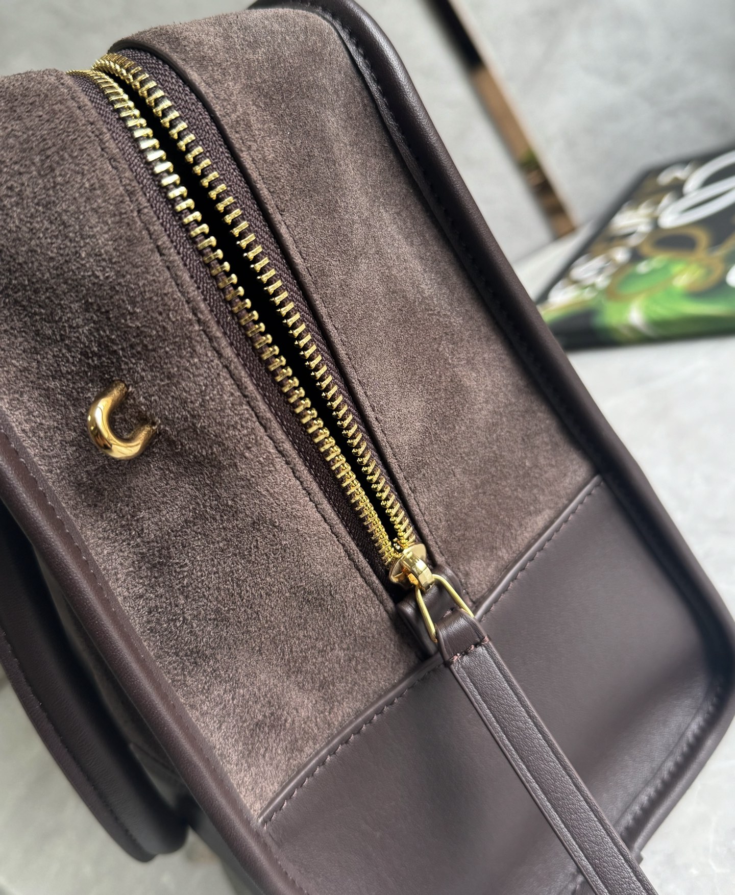 L0ew* Amazone Large Suede Top Handle Bag-34.5*27*14CM