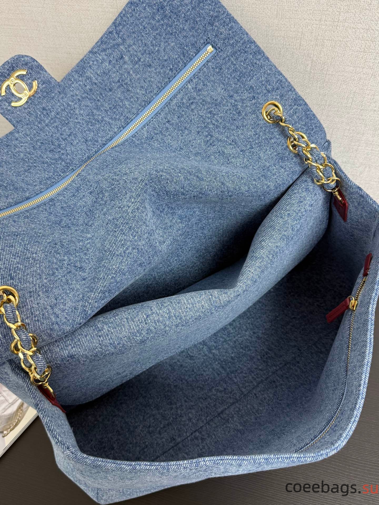 Ch@nel Denim Souplissimo Maxi Flap Blue-38*28*11CM