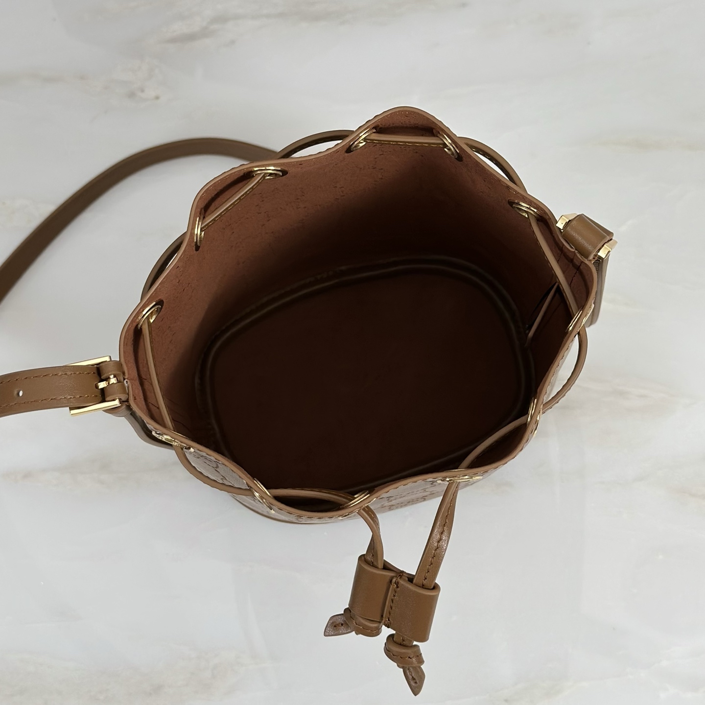 G*ucci Venice Small Bucket Bag In Brown GG Leather-15.5*19.5*10.5CM