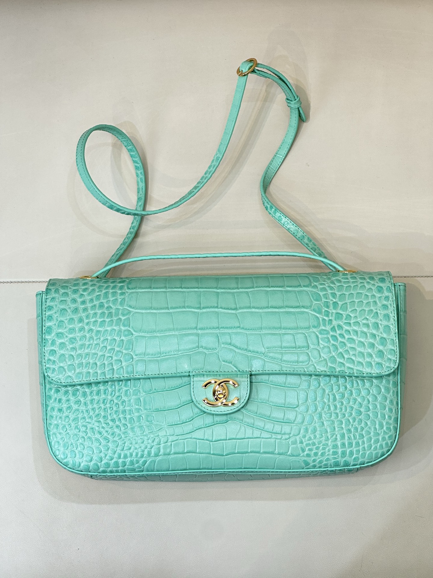 Cha*nel Seafoam Green Flap-32CM