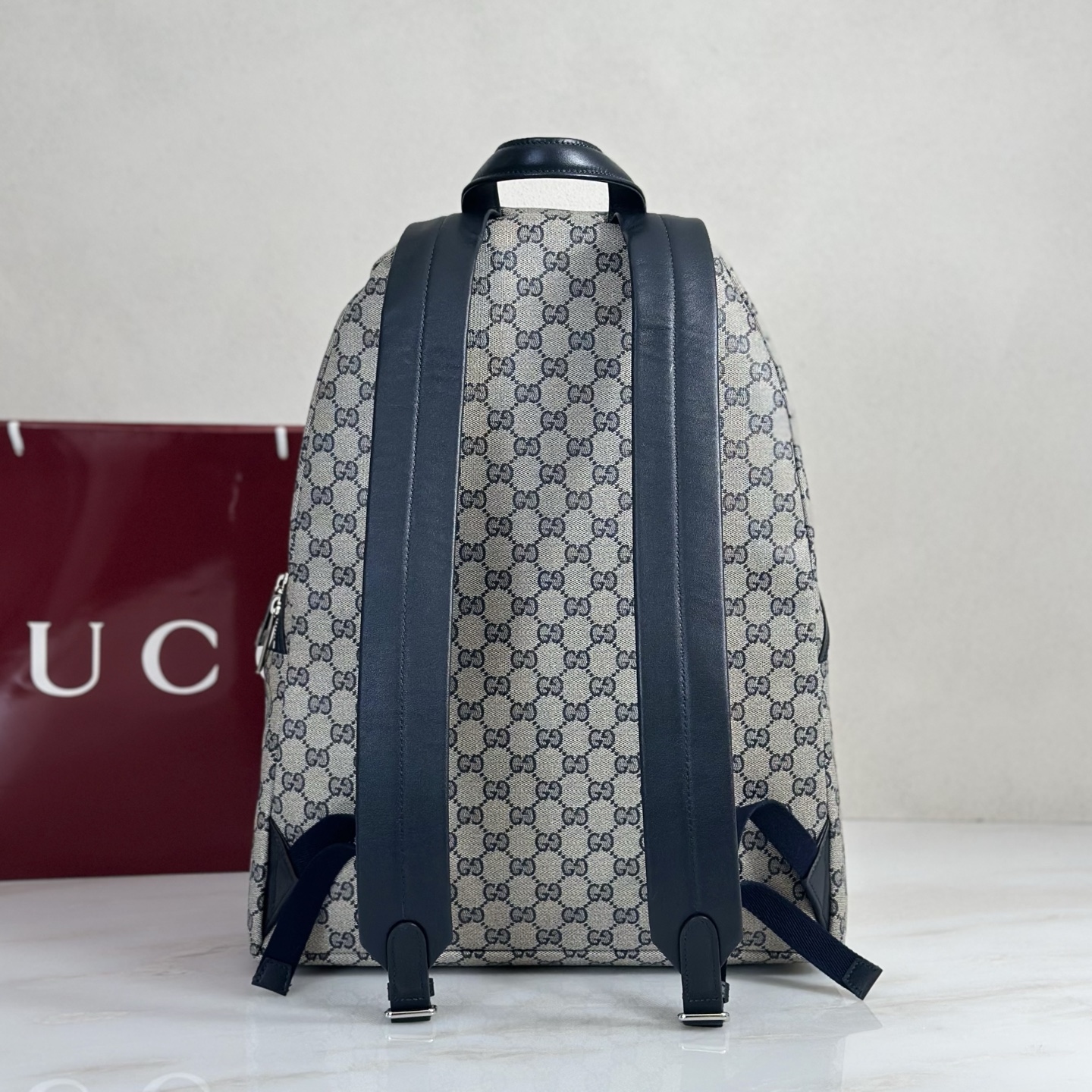 Gvc*1 Essence Classic Medium Backpack in Blue GG Canvas-34*45*17CM