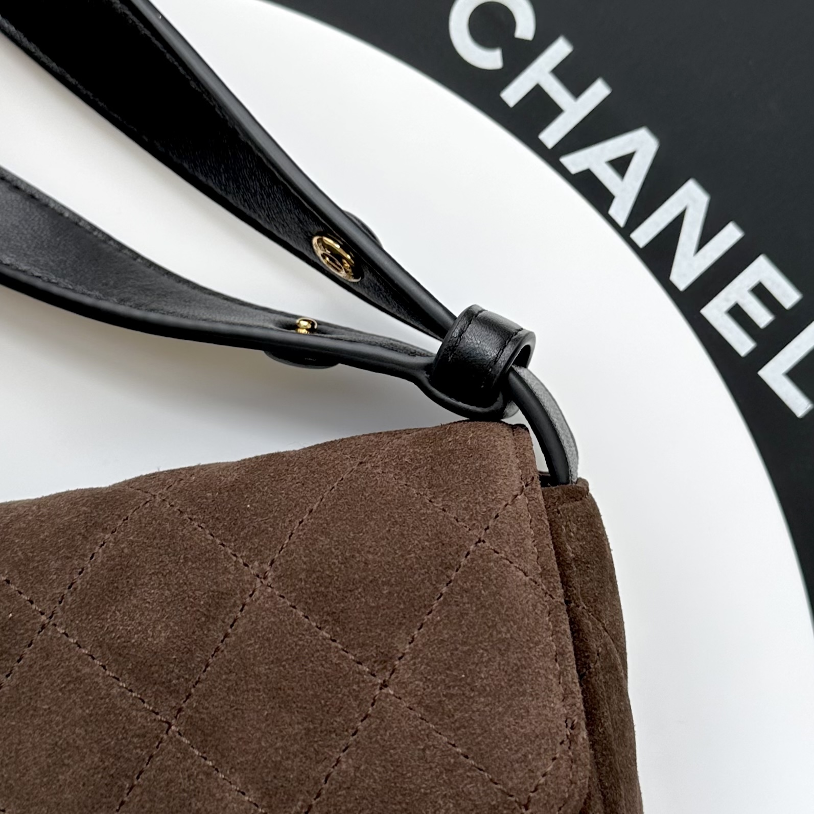 Ch@nel Suede Flap Shoulder Bag-10X25X5CM