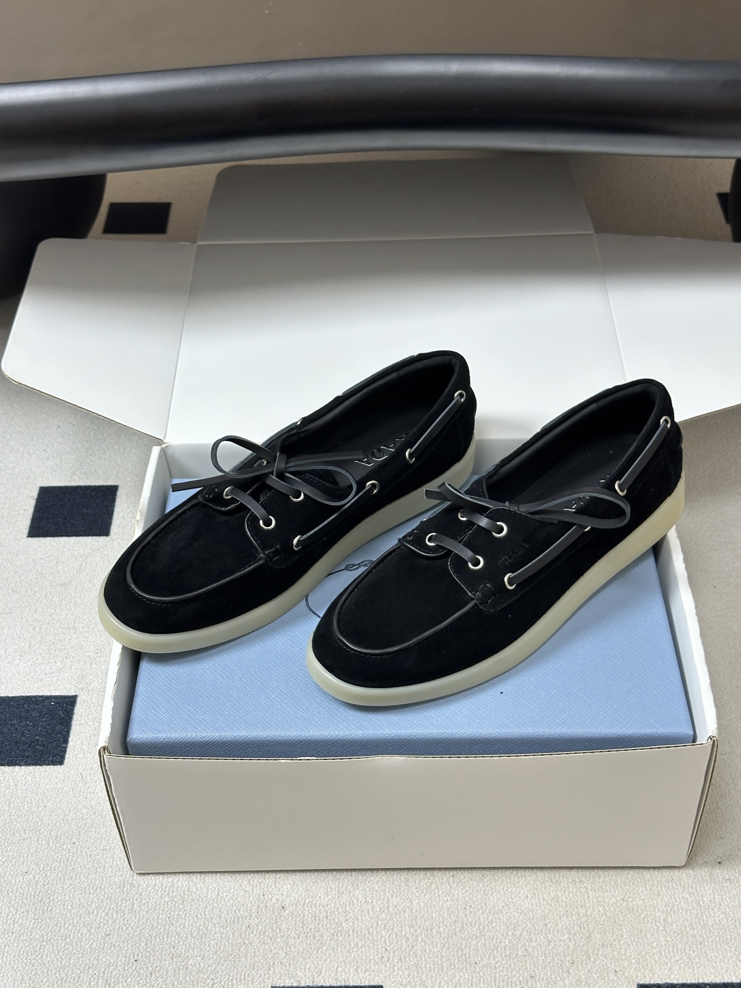 Pra*da 2026ss Suede Boat Shoes