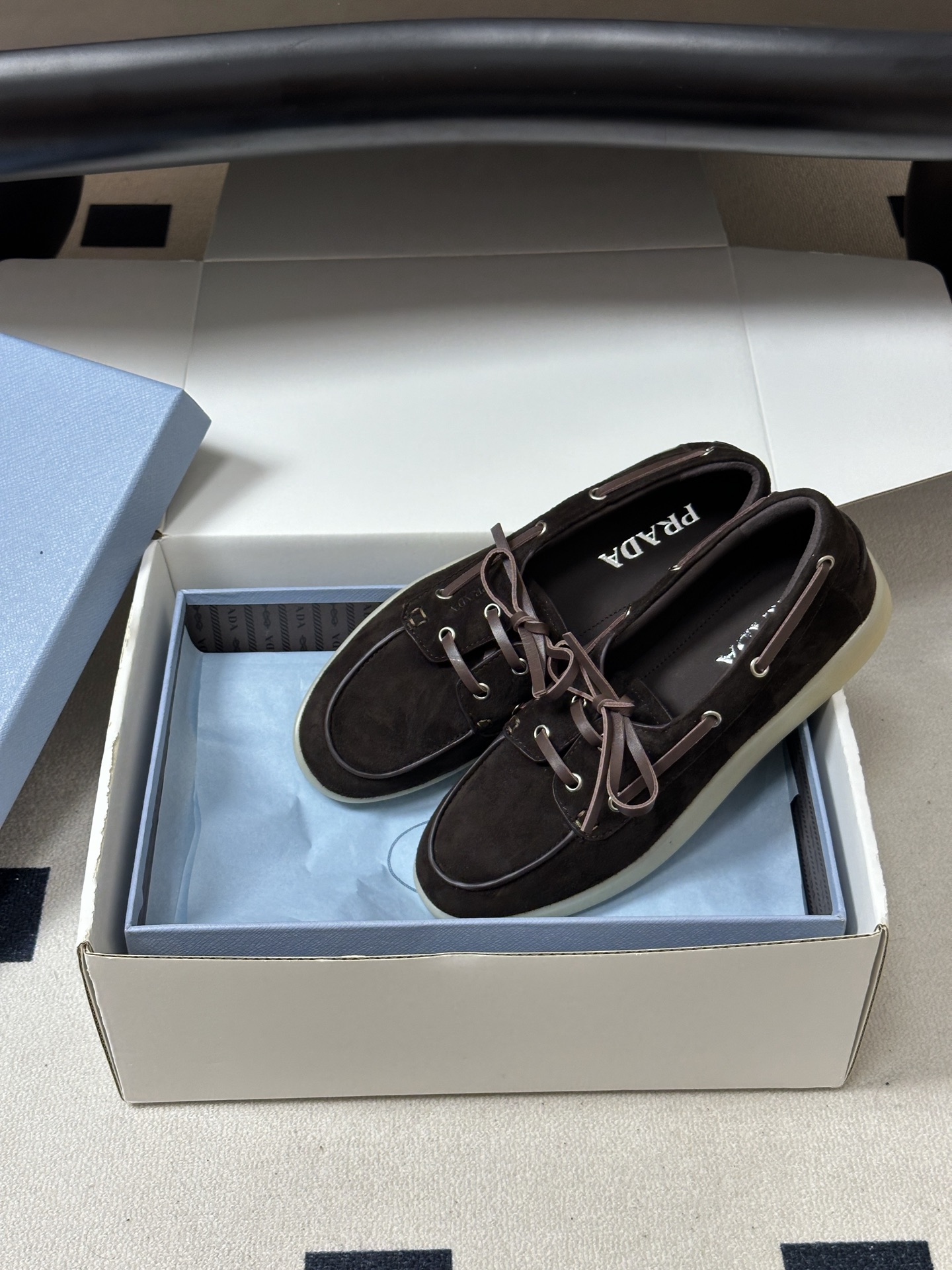 Pra*da 2026ss Suede Boat Shoes