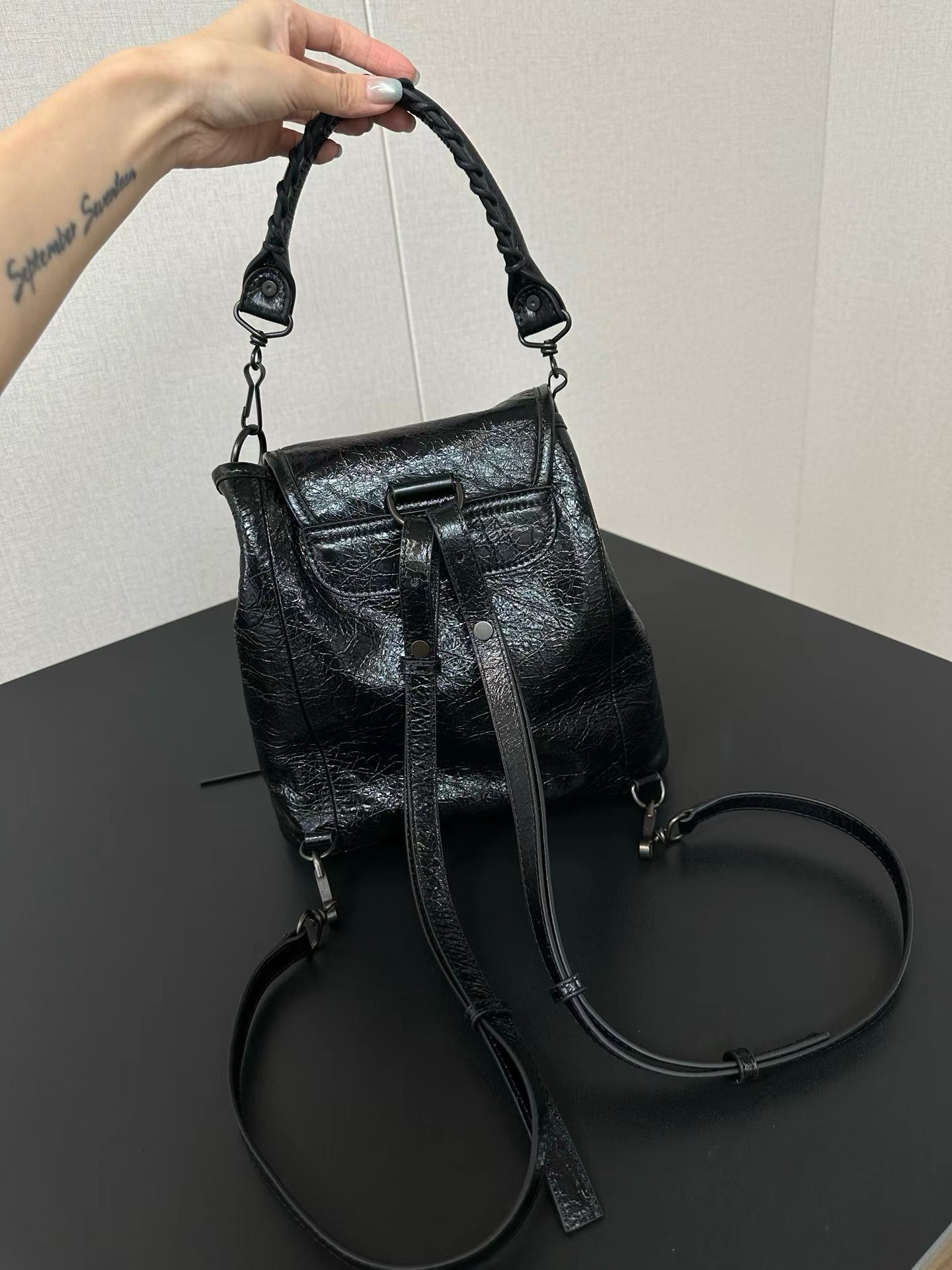 Balen*ciaga Le City Backpack Mini - Black-23.5*11*25CM