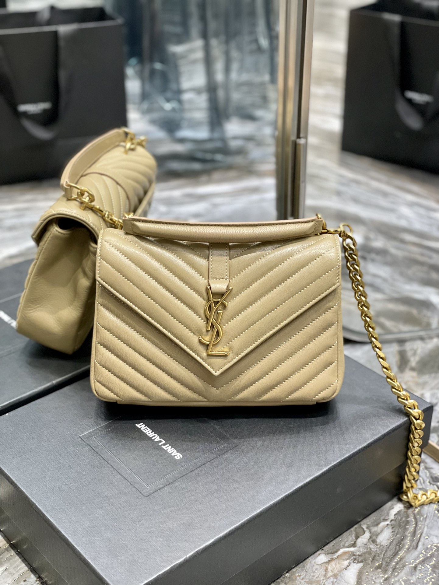 YS L Monogram College Bag-24*17*7CM